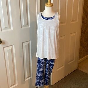 Athleta Girl Cropped Tie Dye Leggings & Tank Top Set Size Girls Large (12)